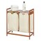 mDesign Bamboo Freestanding Double Laundry Basket Hamper Organizer